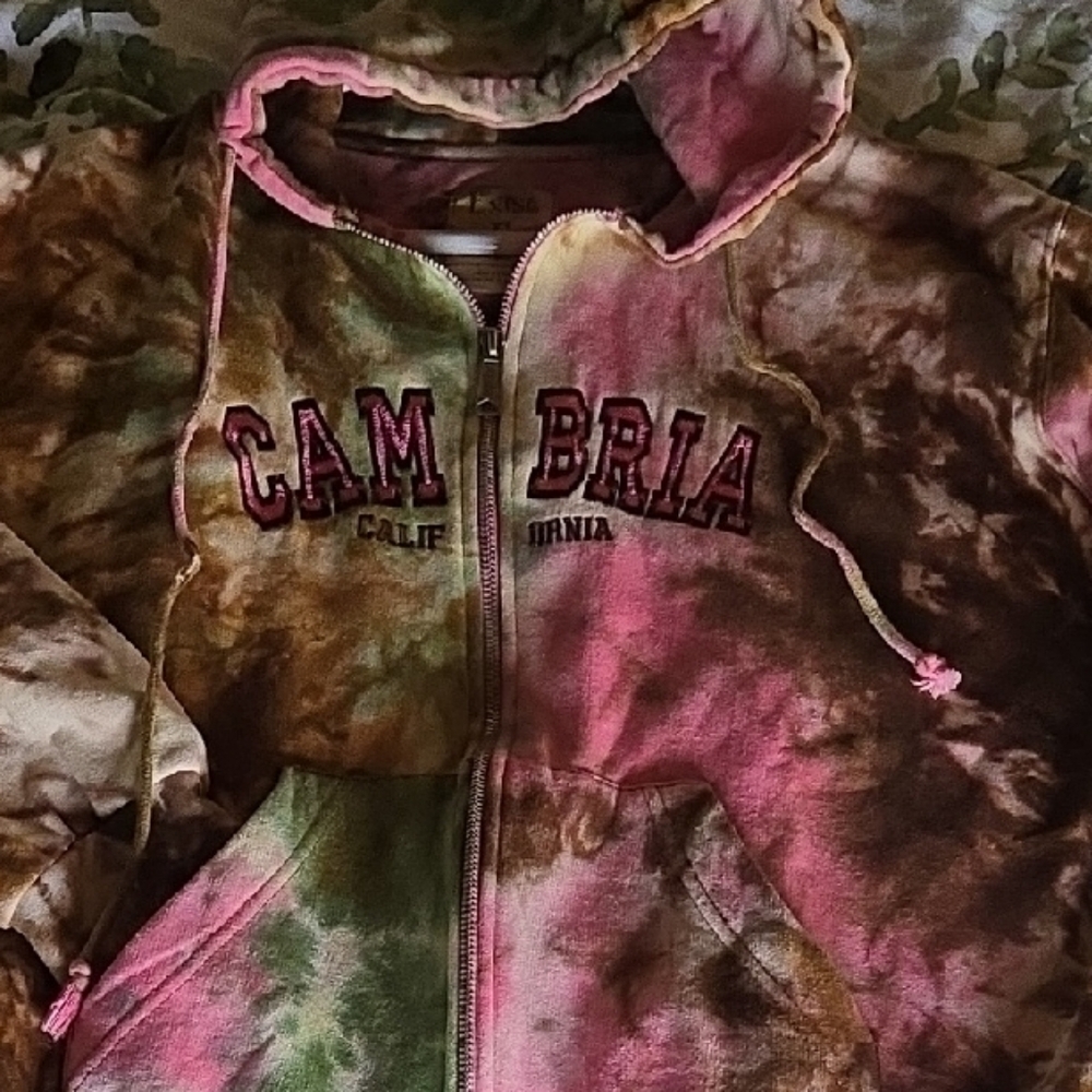 Exist Pink and Brown Tie-Dye Hoodie